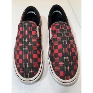 VANS Comfycush Slip On Canvas Plaid Check Red Unisex Checkerboard Size 7.0 Men